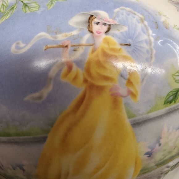 Crown Dorset Seasons Teapot Lady in Yellow Dress Staffordshire England - Picture 11 of 12